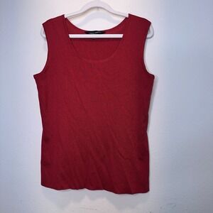 Ming Wang Red Metallic Tank Top Shirt Shell‎ Womens Size Small MSRP $145 Holiday